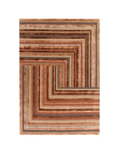 Tappeto Matrix Network Terracotta: design moderno e geometrico in lana e viscosa, perfetto per tappeti contemporanei soggiorno