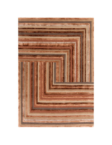 Elevate your space with the Matrix Network Terracotta, a modern designer rug featuring a plush geometric pattern in warm, invit