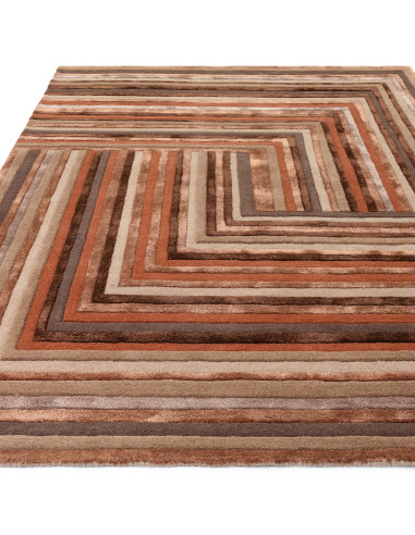 Elevate your space with the Matrix Network Terracotta, a modern designer rug featuring a plush geometric pattern in warm, invit
