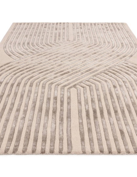 Elevate your space with the Matrix Solsitice Ivory, a modern designer rug featuring geometric elegance and a luxurious wool-vis