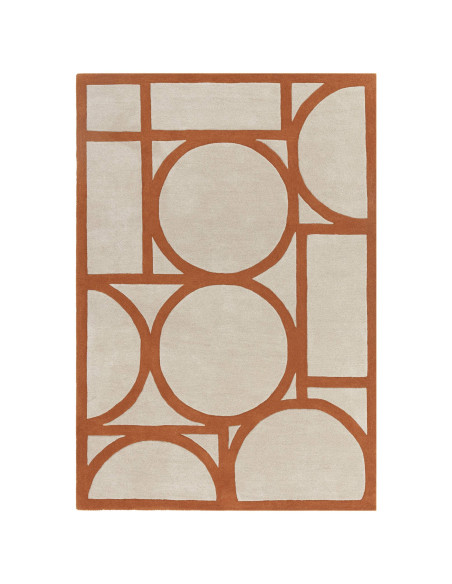 Elevate your space with the Metro Rust modern designer rug, featuring bold geometric patterns and plush natural wool for lastin