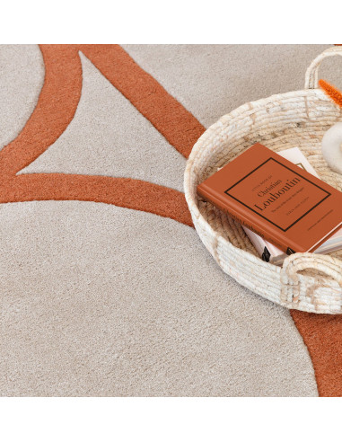 Elevate your space with the Metro Rust modern designer rug, featuring bold geometric patterns and plush natural wool for lastin