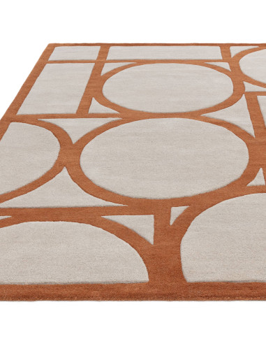 Elevate your space with the Metro Rust modern designer rug, featuring bold geometric patterns and plush natural wool for lastin