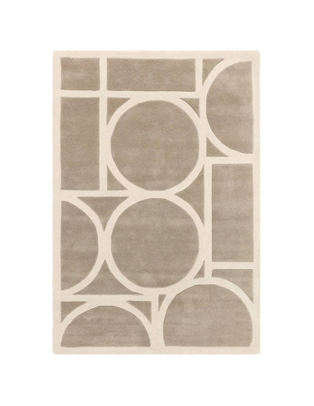 Tappeto Metro Taupe in lana naturale, design geometrico moderno, perfetto per soggiorni contemporanei eleganti e confortevoli.