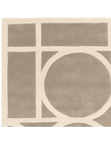 Tappeto Metro Taupe in lana naturale, design geometrico moderno, perfetto per soggiorni contemporanei eleganti e confortevoli.