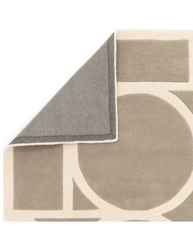Tappeto Metro Taupe in lana naturale, design geometrico moderno, perfetto per soggiorni contemporanei eleganti e confortevoli.