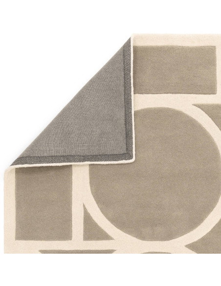 Tappeto Metro Taupe in lana naturale, design geometrico moderno, perfetto per soggiorni contemporanei eleganti e confortevoli.