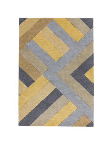 Tappeto Reef RF02 Big Zig Ochre Grey: design moderno in lana naturale, perfetto per ambienti contemporanei soggiorno eleganti e