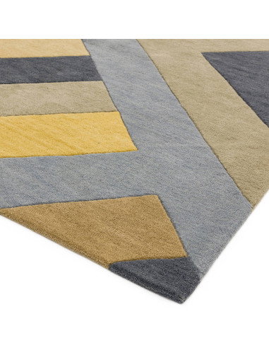 Tappeto Reef RF02 Big Zig Ochre Grey: design moderno in lana naturale, perfetto per ambienti contemporanei soggiorno eleganti e