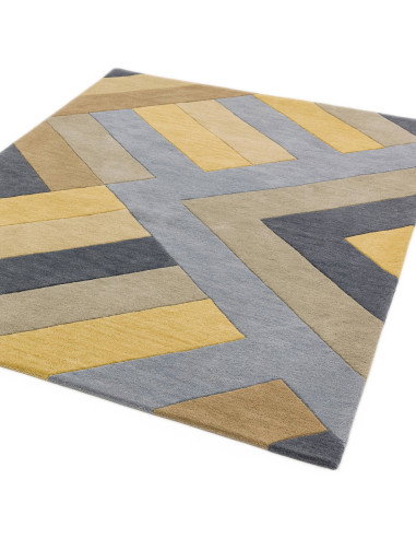 Tappeto Reef RF02 Big Zig Ochre Grey: design moderno in lana naturale, perfetto per ambienti contemporanei soggiorno eleganti e
