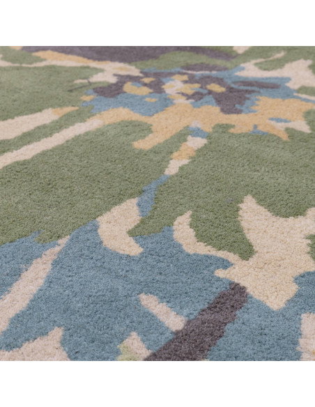 Elevate your space with the Reef RF11 Floral Green Multi, a modern designer rug featuring hand-tufted wool and a vibrant floral