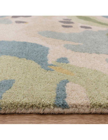 Elevate your space with the Reef RF11 Floral Green Multi, a modern designer rug featuring hand-tufted wool and a vibrant floral