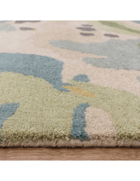 Elevate your space with the Reef RF11 Floral Green Multi, a modern designer rug featuring hand-tufted wool and a vibrant floral