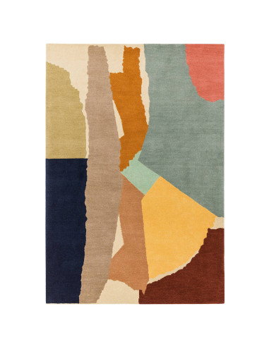 Tappeto Reef RF14 Abstract Multi in lana naturale, design moderno e geometrico, perfetto per ambienti raffinati e tappeti conte