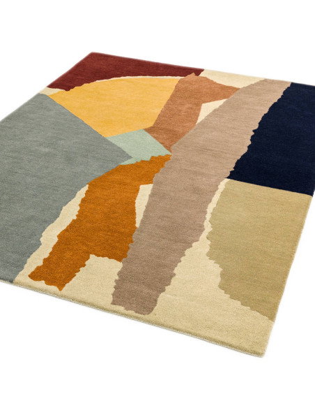 Tappeto Reef RF14 Abstract Multi in lana naturale, design moderno e geometrico, perfetto per ambienti raffinati e tappeti conte