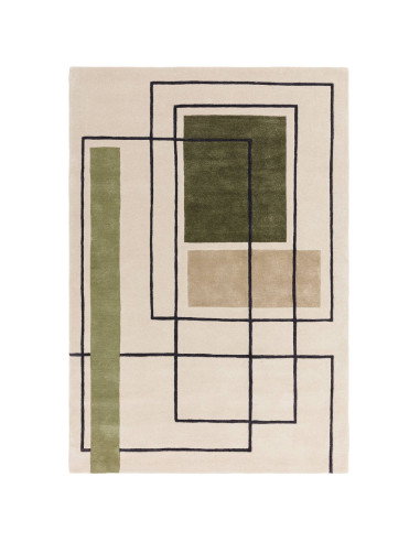 Elevate your space with the Reef RF21 Outline Khaki, a modern designer rug featuring geometric elegance and plush natural wool