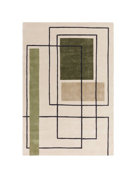 Elevate your space with the Reef RF21 Outline Khaki, a modern designer rug featuring geometric elegance and plush natural wool