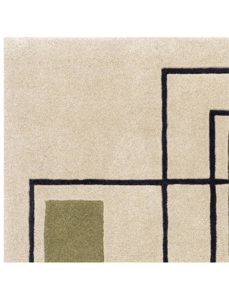 Tappeto Reef RF21 Outline Khaki in lana naturale, design geometrico moderno ideale per soggiorni eleganti e confortevoli. Perfe