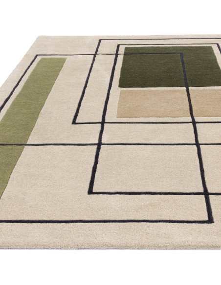 Elevate your space with the Reef RF21 Outline Khaki, a modern designer rug featuring geometric elegance and plush natural wool