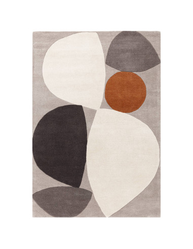 Tappeto Reef RF24 Mid Century Grey: design moderno e materiali naturali per un soggiorno elegante e confortevole. Perfetto tra