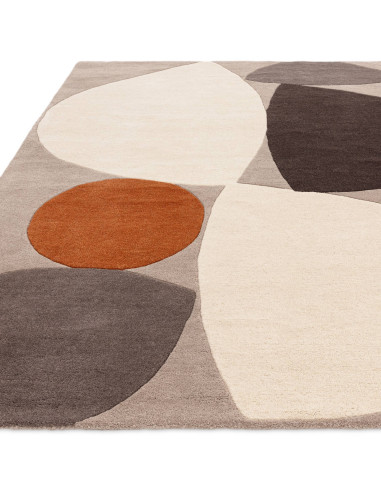 Tappeto Reef RF24 Mid Century Grey: design moderno e materiali naturali per un soggiorno elegante e confortevole. Perfetto tra