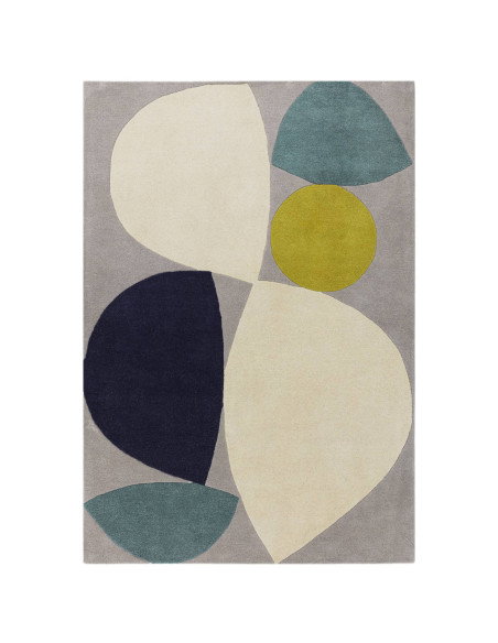 Tappeto Reef RF25 Mid Century Teal in lana naturale, design moderno e contemporaneo, perfetto per valorizzare il soggiorno con