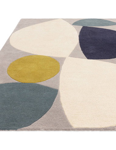 Tappeto Reef RF25 Mid Century Teal in lana naturale, design moderno e contemporaneo, perfetto per valorizzare il soggiorno con