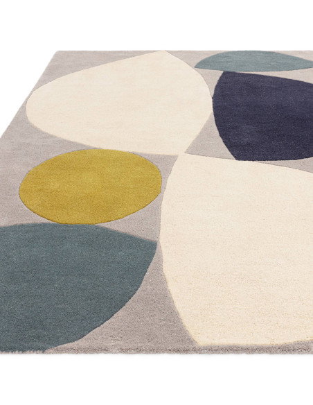 Tappeto Reef RF25 Mid Century Teal in lana naturale, design moderno e contemporaneo, perfetto per valorizzare il soggiorno con