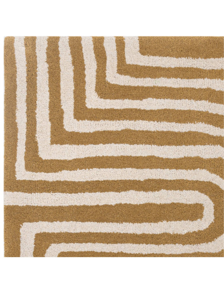 Tappeto Reef RF28 Curve Ochre in lana naturale, design moderno e geometrico, perfetto per ambienti contemporanei e soggiorni el