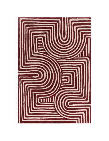 Elevate your space with the Reef RF29 Curve Plum, a modern designer rug featuring bold geometry and plush natural wool for last