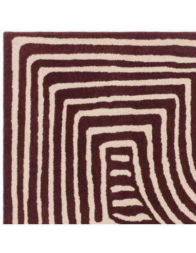 Tappeto Reef RF29 Curve Plum in lana naturale, design geometrico moderno ideale per soggiorni contemporanei eleganti e accoglie