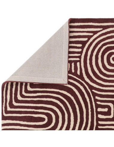 Elevate your space with the Reef RF29 Curve Plum, a modern designer rug featuring bold geometry and plush natural wool for last