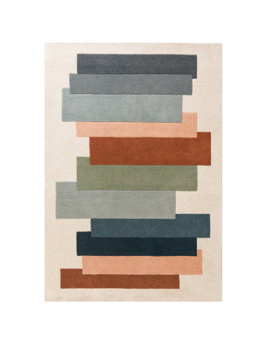 Elevate your space with the Reef RF32 Stacks Green, a modern designer rug featuring geometric elegance and plush natural wool f