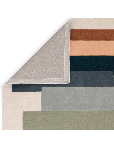 Elevate your space with the Reef RF32 Stacks Green, a modern designer rug featuring geometric elegance and plush natural wool f
