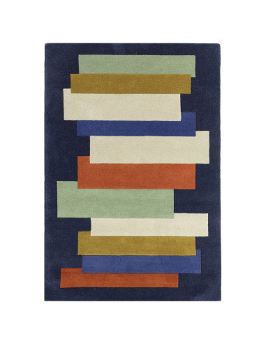 Elevate your space with the Reef RF33 Stacks Multi, a modern designer rug featuring bold geometric patterns and plush natural w