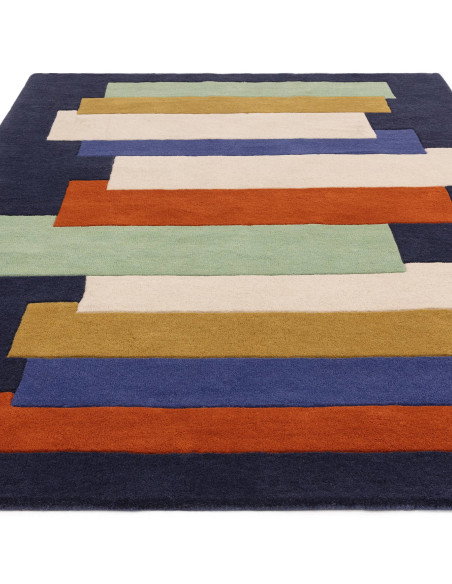 Elevate your space with the Reef RF33 Stacks Multi, a modern designer rug featuring bold geometric patterns and plush natural w