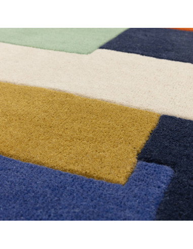 Elevate your space with the Reef RF33 Stacks Multi, a modern designer rug featuring bold geometric patterns and plush natural w