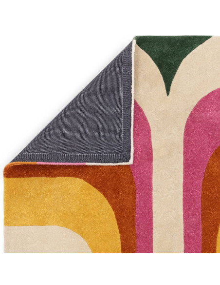 Add vibrant retro charm with the Romy 01 Retro Pink modern designer rug, featuring a bold geometric pattern and plush, durable