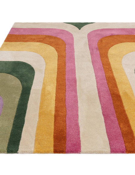 Add vibrant retro charm with the Romy 01 Retro Pink modern designer rug, featuring a bold geometric pattern and plush, durable