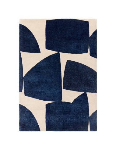 Elevate your space with the Romy 03 Kite Blue, a modern designer rug featuring bold geometric patterns and luxurious hand-tufte