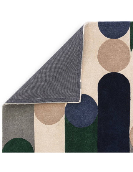 Elevate your space with the Romy 08 Morse Blue, a modern designer rug featuring a durable, plush geometric abstract pattern in