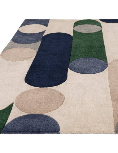 Elevate your space with the Romy 08 Morse Blue, a modern designer rug featuring a durable, plush geometric abstract pattern in