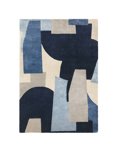 Elevate your space with the Romy 11 Element Blue, a modern designer rug featuring a bold geometric pattern and durable, easy-ca