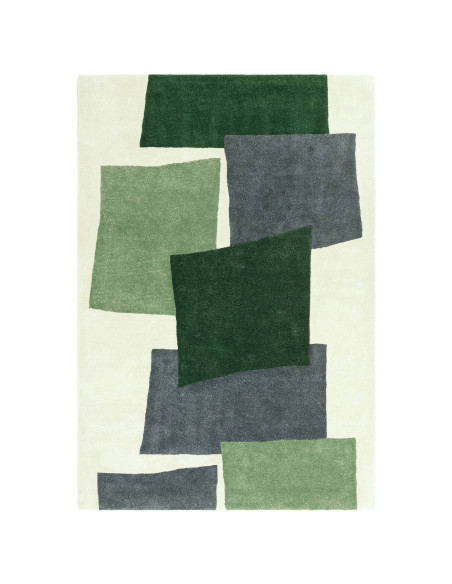 Elevate your space with the Romy 12 Papercut Green, a durable and stylish modern designer rug featuring bold geometric patterns