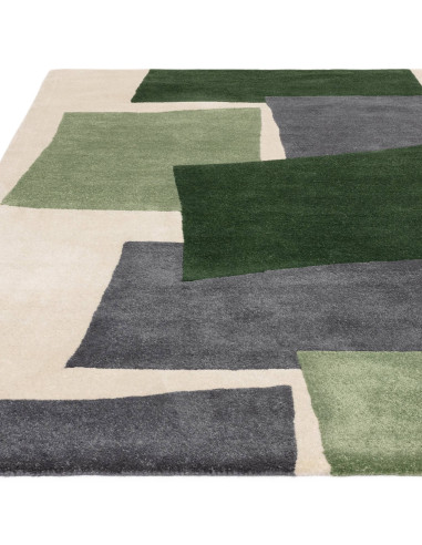 Tappeto Romy 12 Papercut Green: design geometrico e comfort per un soggiorno moderno e raffinato. Perfetto tra i tappeti contem