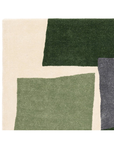 Tappeto Romy 12 Papercut Green: design geometrico e comfort per un soggiorno moderno e raffinato. Perfetto tra i tappeti contem