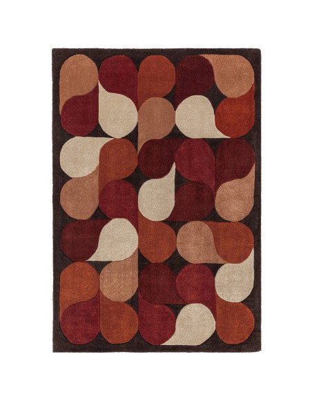 Add warmth and style with the Romy 14 Jive Red, a modern designer rug featuring bold geometric patterns and durable, easy-care