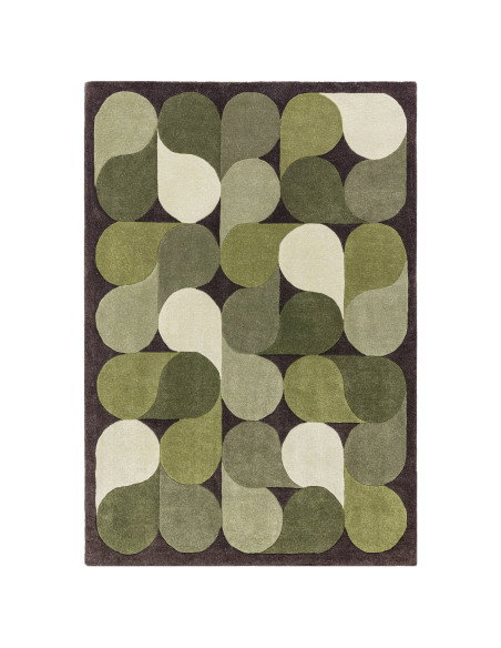Elevate your space with the Romy 15 Jive Green, a modern designer rug featuring a plush geometric design in soothing green tone