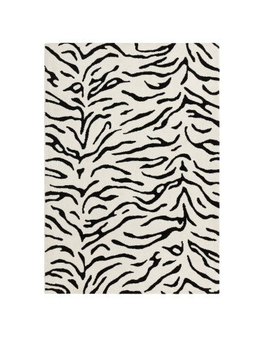 Elevate your space with the Wilder Tiger Mono rug, a bold modern designer rug featuring a striking black and white animal patte