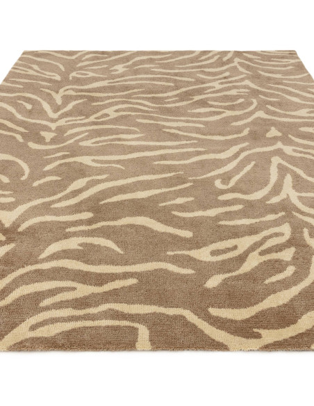 Tappeto Wilder Tiger Taupe: design moderno e fantasia zebrata per un soggiorno elegante e contemporaneo. Comfort e stile in ogn